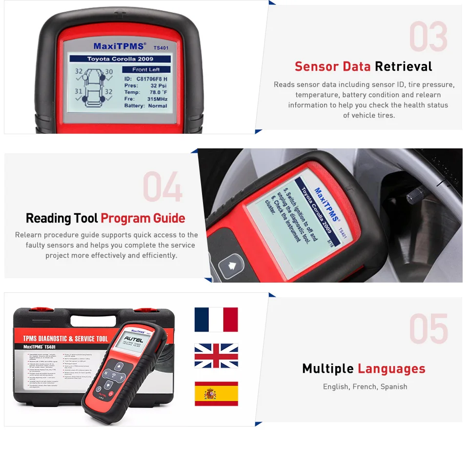 Инструмент активации TPMS Autel MaxiTPMS TS401 с услугой программирования MX-Sensor получение