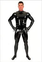 mens latex catsuit rubber fetish bodysuit with socks and gloves open crotch zipper plus size