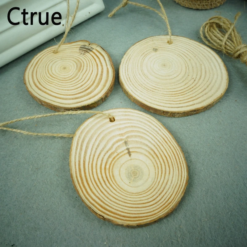 

24PC 5cm DIY WOOD LOG Wood Gift Tags With Hole Rope Wedding Decoration Vintage Christmas Party Table Rustic Wedding Decor