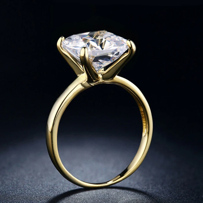 Бренд yinhed ювелирные изделия Большой 10 мм 4ct квадратный кубический циркон Свадебные Кольца для женщин 18KGP Позолоченные ювелирные изделия CZ кольцо ZR136