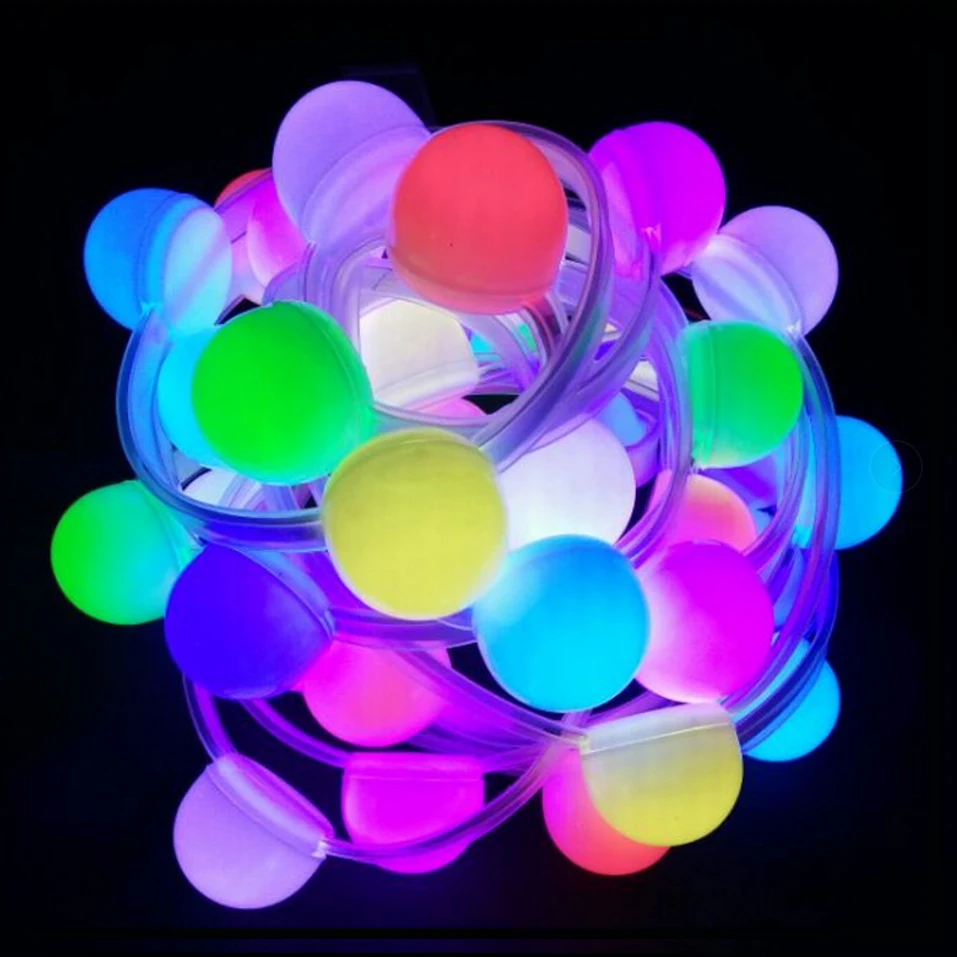 DC12V WS2811 Addressable IC RGB Smart Pixel Ball 40mm Diameter Led Strip IP67 Waterproof 10Pixels/m(Each 3Leds In One Cover)