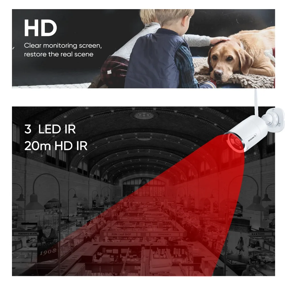 Eyessys 8CH 1080 P Wifi Беспроводной NVR + 6 шт. 2.0MP аудио запись камеры безопасности системы