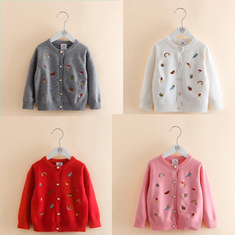 

Brand Baby Girls embroidery sweater 2018 new spring children's clothing children's cardigan sweater