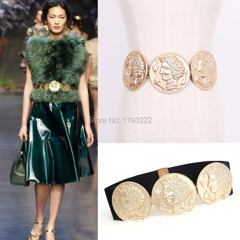 Exagerate Модный женский роскошный пояс в стиле барокко из золотистого металла с