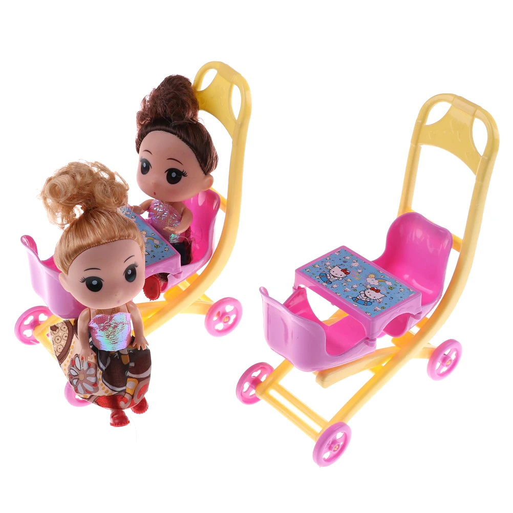 Розовая детская коляска игрушки мебель 2 шт. кукла Kelly + 1 двойная аксессуары дом