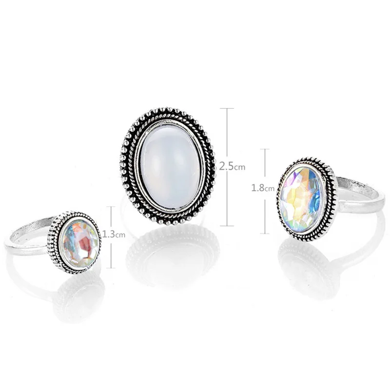Бохо большой Опаловый камень красочный комплект колец на фалангу для женщин