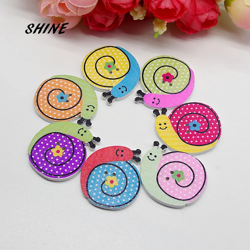 

Wooden Sewing Buttons Scrapbooking Snail Colorful Two Holes Cartoon Pattern 25 mm 24PCs Costura Botones Decorate bottoni botoes