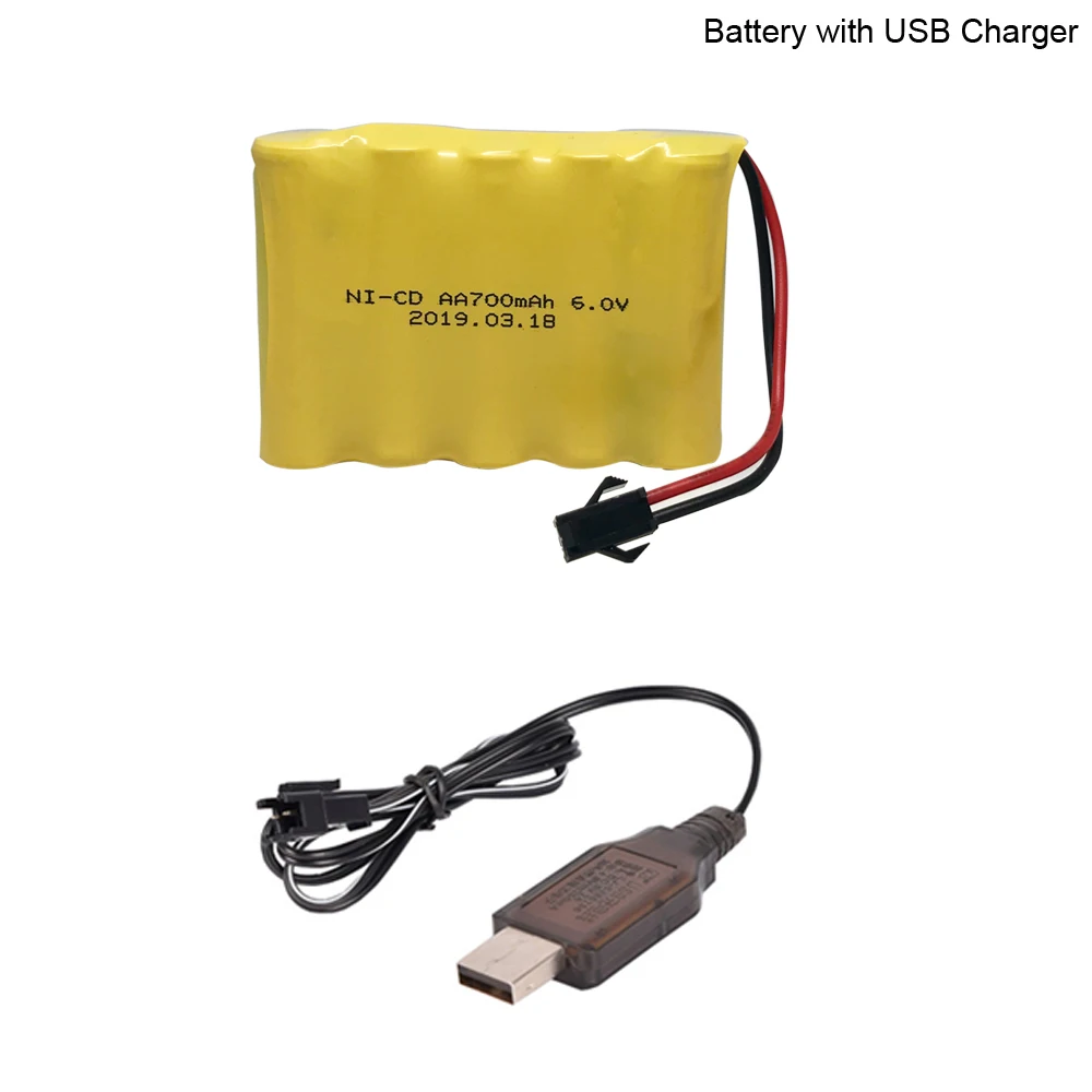 Аккумулятор 6 в 700 мАч AA NI-CD с зарядным устройством USB для электрических игрушек