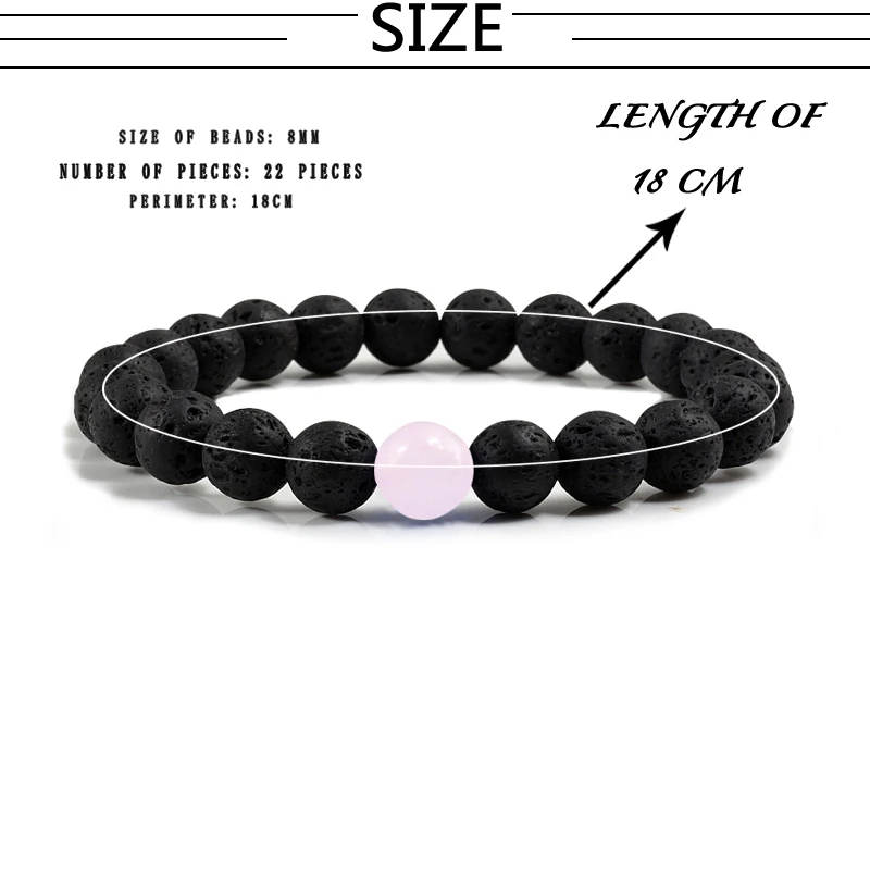 Черный Природный камень из вулканической лавы Браслеты Из Бисера счастливый