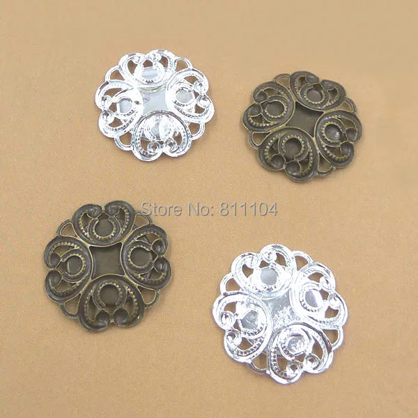 

12mm Blank Round Bezel tray Bases Filigree Flower Pendant Settings DIY Cameo CABs Jewelry Findings Clothing Accessories Making