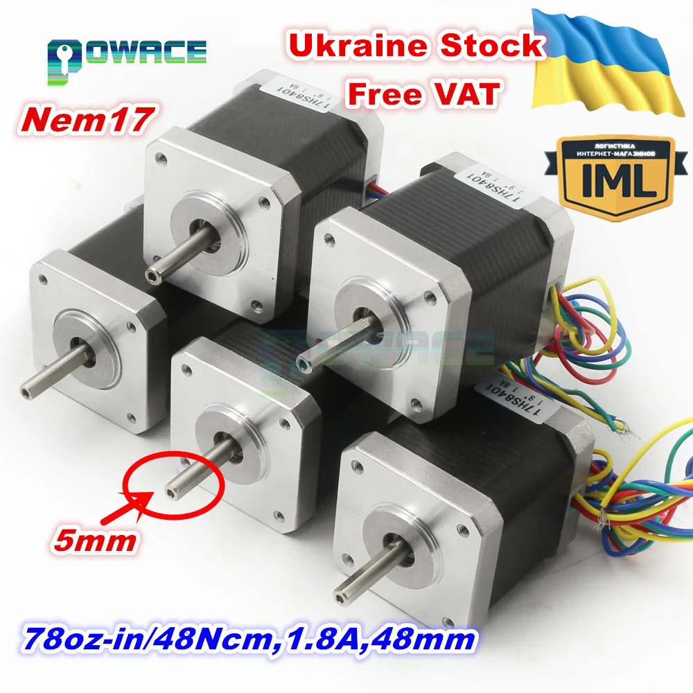 

[Доставка в Россию] шаговый электродвигатель Nema17 48 мм, 78 унций, 1,8 А, шаговый электродвигатель для фрезерного станка с ЧПУ, 3D-принтера, гравиро...
