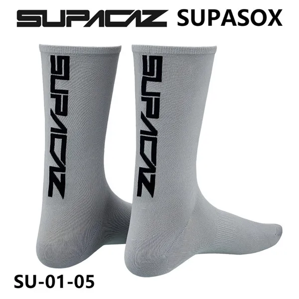 grey black logo SUPACAZ SupaSox велосипедные носки гоночный велосипед носки спортивные носки для верховой езды носки для бега средняя трубка - Цвет: grey black logo