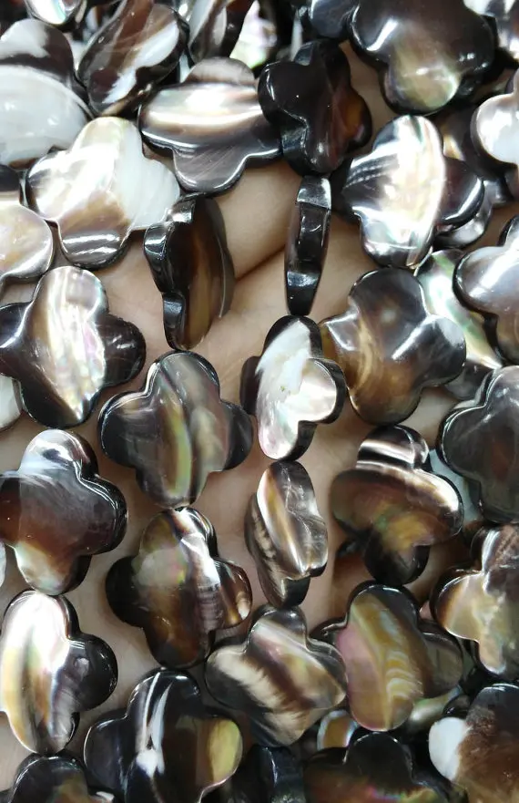 

Full strand 8-14mm Shell Clover bead Genuine MOP Shell ,Pearl Shell clover florial white black yellow pink red jewelry beads