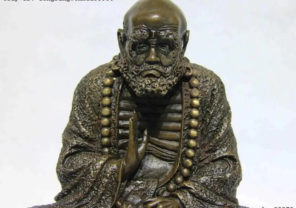 Китайский буддистский бронзовый медный Damour DaMo Bodhidharma Dharma Arhat статуя Будды | Дом и