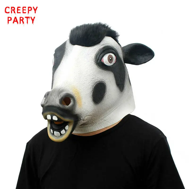 Коричневая Корова маска животного взрослых латексный Полнолицевой вечерние