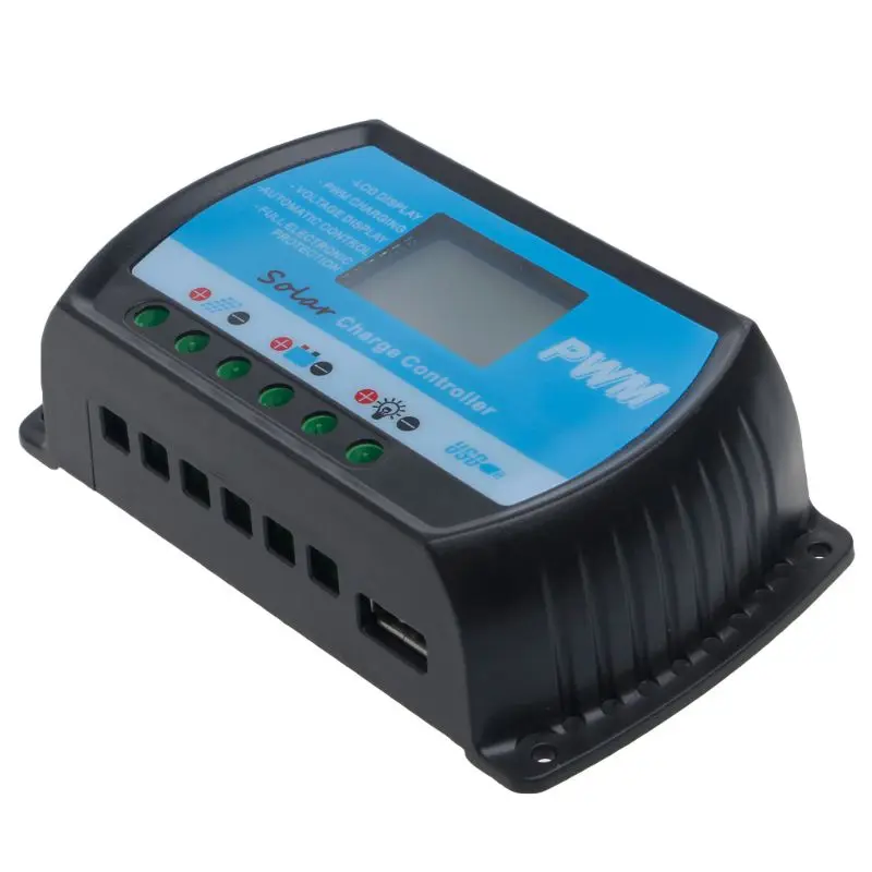 PWM 30A USB контроллер заряда панели солнечных батарей 12В 24В автоматический