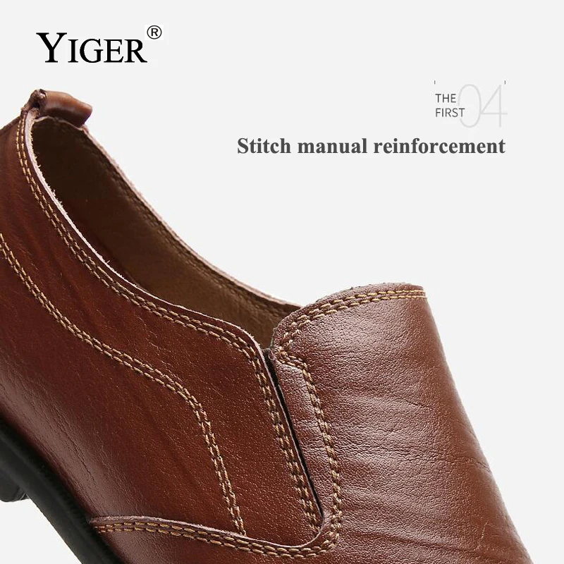 Мужские лоферы YIGER из натуральной кожи повседневные туфли без застежек цвет