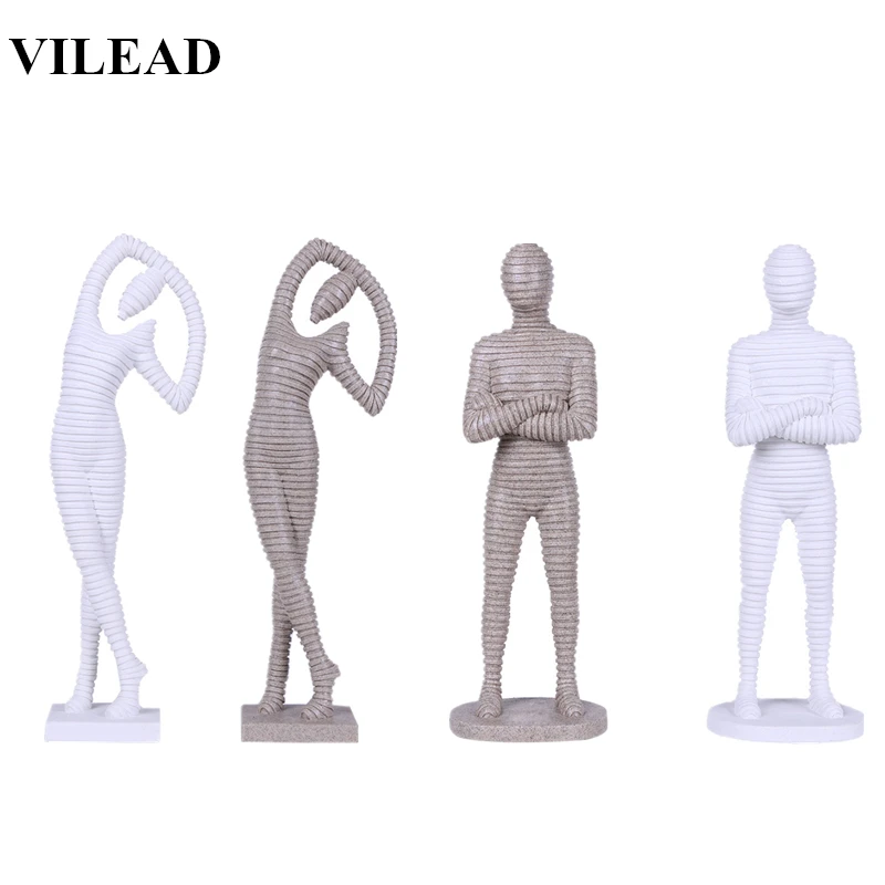 VILEAD 16 ''белый песок камень абстрактная статуя мужчины женщины Креативный современный миниатюрная Статуэтка рождественские украшения для дома магазинов