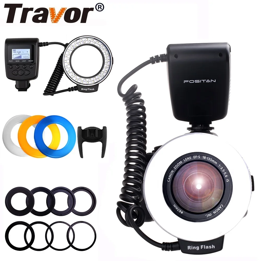 Travor Flash светильник 48 шт. светодиодный макро-кольцевой RF-550D для NIKON Canon Olympus SONY Panasonic Fujifilm Speedlite ЖК-дисплей