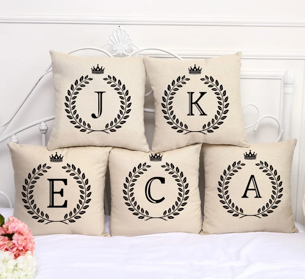 Льняной чехол с принтом для домашней декоративной диванной подушки квадратный