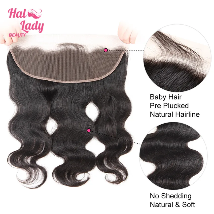 Halo Lady Beauty 13x4 бразильские волнистые волосы с фронтальной шнуровкой 100%