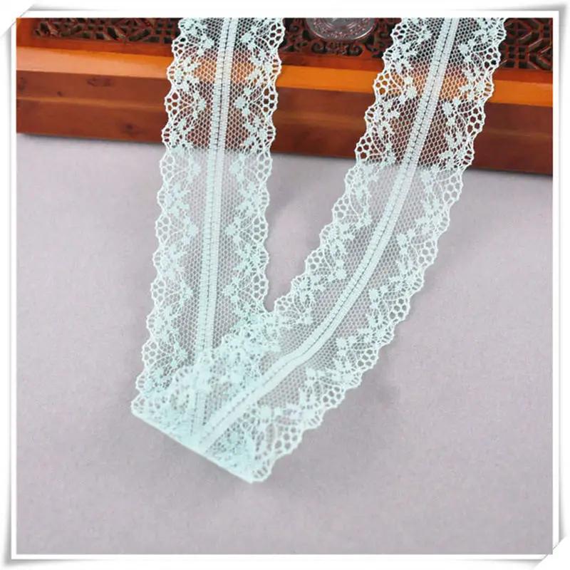 Mint Green 10yards african lace fabric White lace Ribbon3.8CM DIY french lace fabric embroidery net holiday decorations clothing lace Trims - Цвет: Mint Green