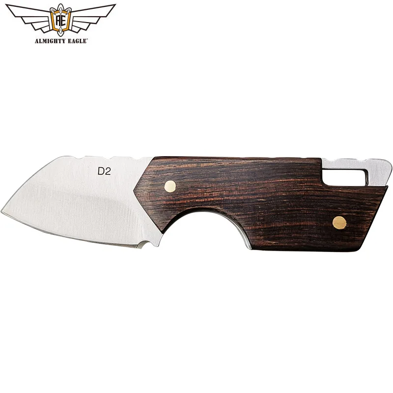 Мини складной карманный нож прямой ножи с деревянной ручкой из нержавеющей стали