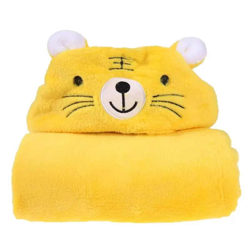 yellow tiger 100*70 см, 5 стилей, детский банный халат, милое одеяло с рисунком животных, банные полотенца для малышей, мягкие банные халаты с капюшоном для новорожденных - Цвет: yellow tiger