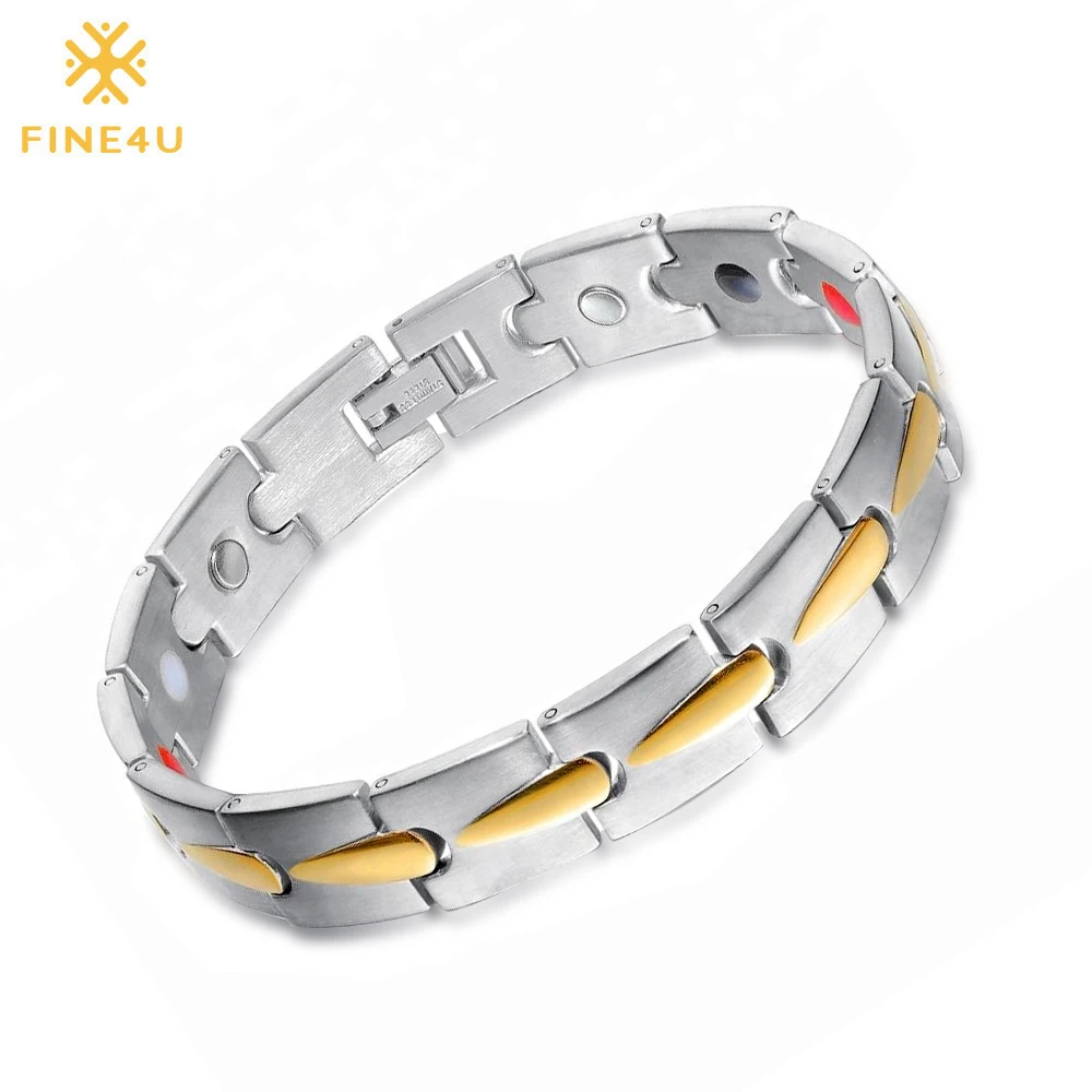 FINE4U B071, мужские браслеты для здоровья, магнитные, H power, 316L, нержавеющая сталь, очаровательный браслет, ювелирные изделия для мужчин