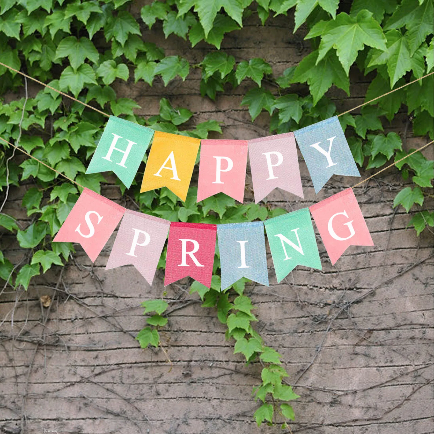 Rainlemon деревенский льняной счастливой весной баннер камин мантель Бантинг