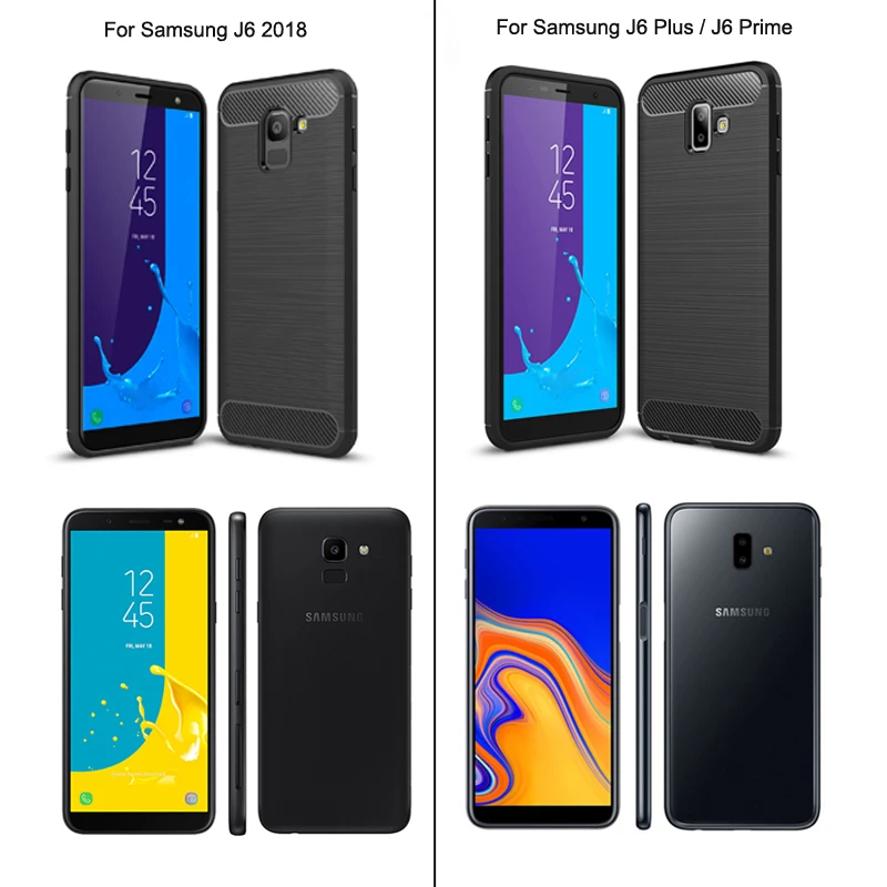 SRHE для Samsung Galaxy J6 2018 чехол J600 Мягкий ТПУ бампер из углеродного волокна Plus Prime J610F -