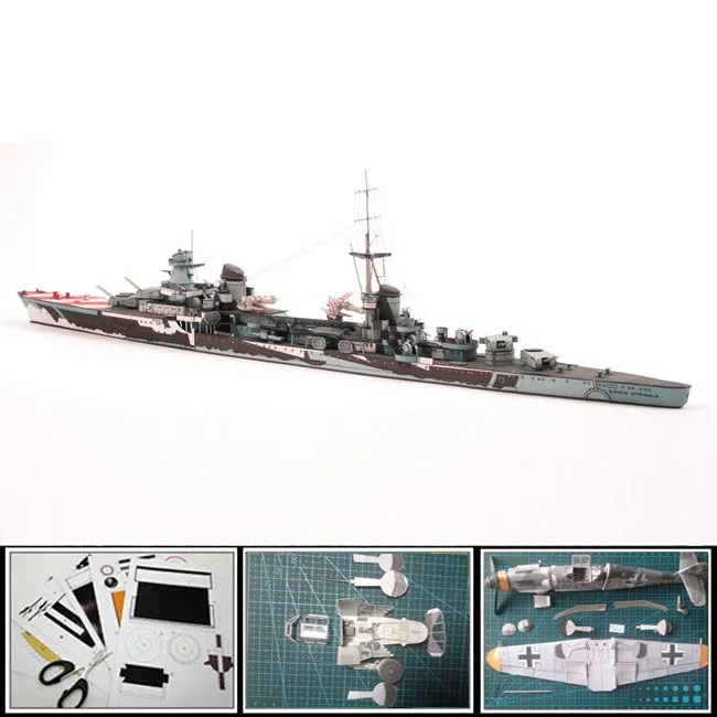 Бумаги линкоров модель итальянский легкий крейсер MUZIO ATTENDOLO 1:400 / 45.6 см длинные 3d
