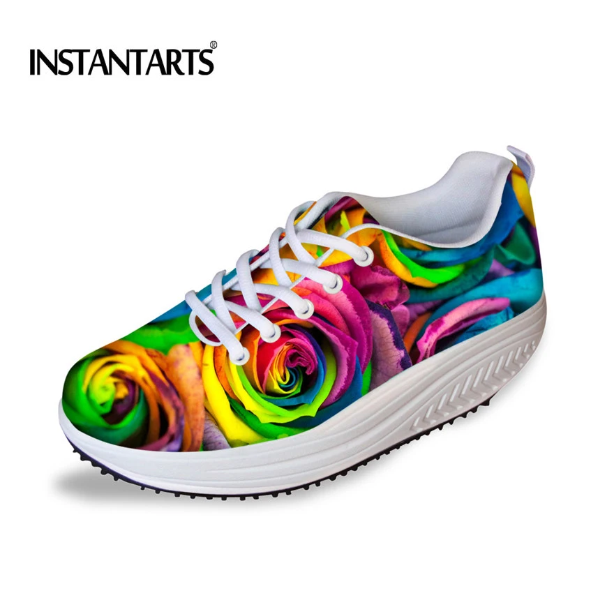 Женские туфли качели INSTANTARTS модные на плоской платформе с цветочным узором