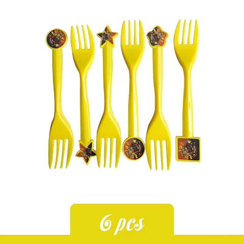 fork Children Party Set Transformation Bumblebee Optimus Prime Birthday Party Supplies Decoration Balloon Party Decoration Boy - Цвет: fork