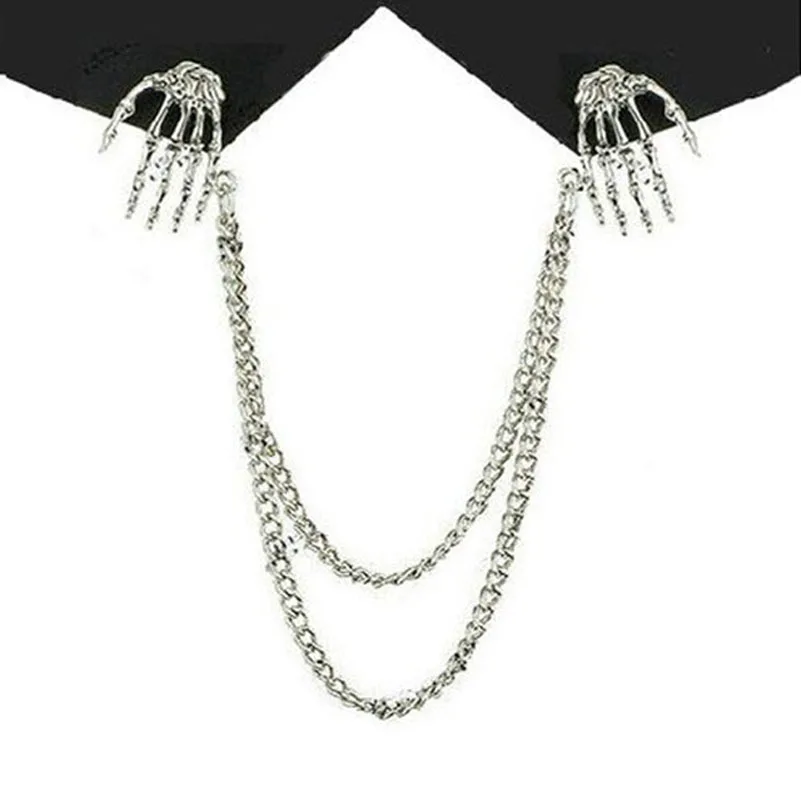 Модный готический панк стиль Двойная Цепочка кисточка Череп ручная одежда