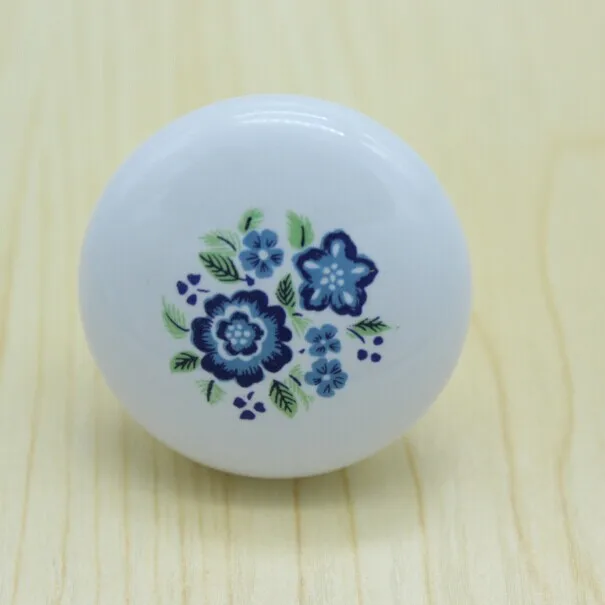 38mm ceramic kitchen cabinet knobs blue and white porcelain drawer dresser bedside table cupborad furniture door handles | Обустройство