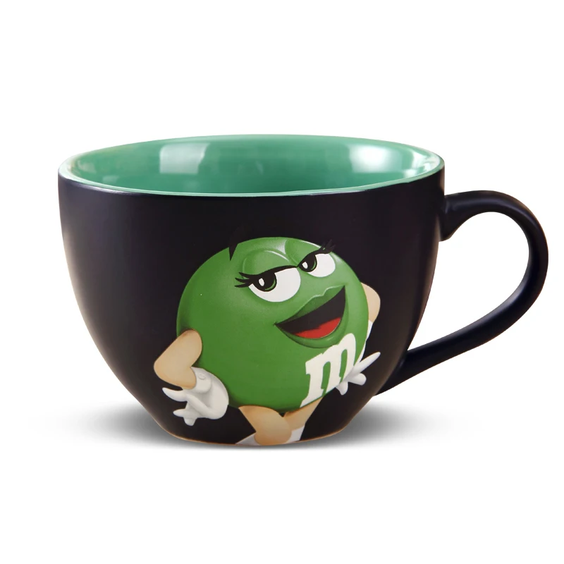 4 green Милые мм бобы кофе молоко Cupcup керамика цвет глазури фруктовый сок чайная чашка с блюдцем воды чай чаша Oatmea воды инструмент - Цвет: 4 green