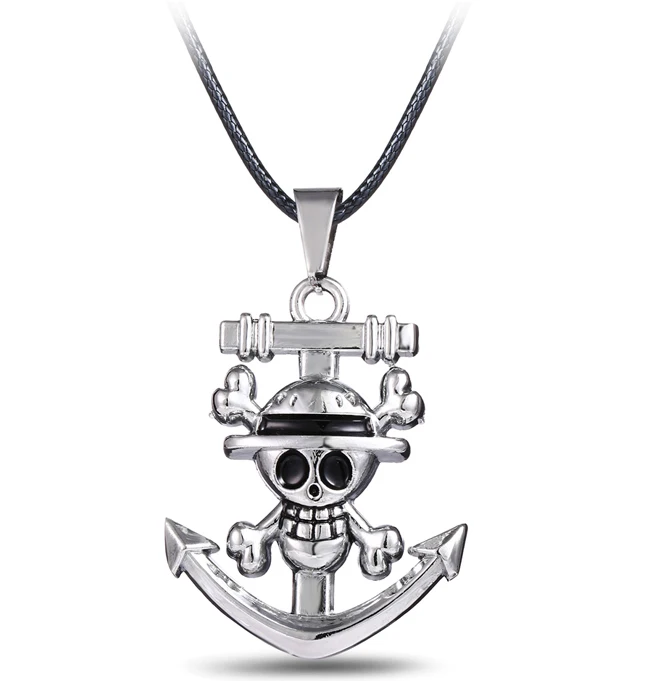 

MJ Jewelry Anime One Piece Luffy Skeleton Logo Silver Color Necklace Pendant Cosplay Jewelry Gifts Accessories