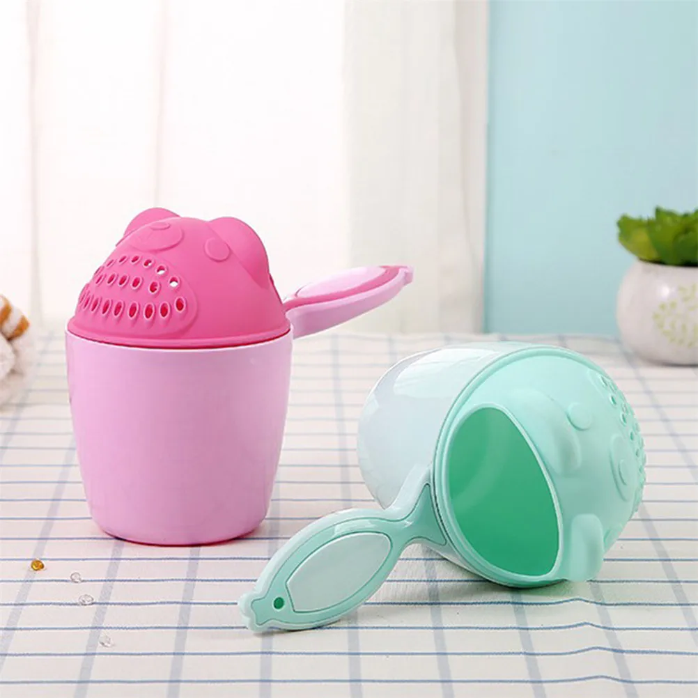 Cute Cartoon Baby Bath Caps Toddle Shampoo Cup Children Bathing Bailer Shower Spoons Child Washing Hair Kids Tool | Мать и ребенок