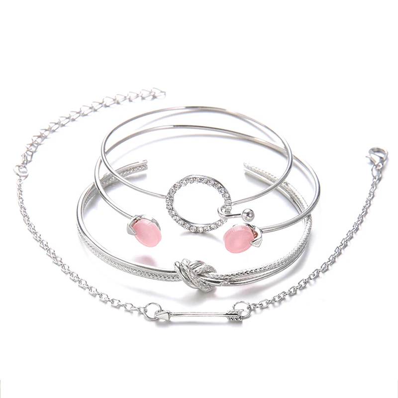 4 шт./компл. богемные золотые серебряные браслеты Набор для женщин модная