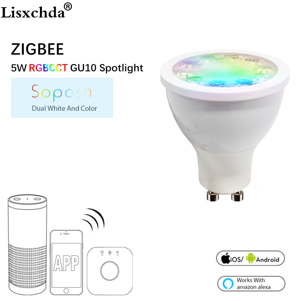 Лампа светодиодная SOPOSH rgb + 5 Вт GU10 RGBW/CW 2700 6500K|Светодиодные прожекторы| |