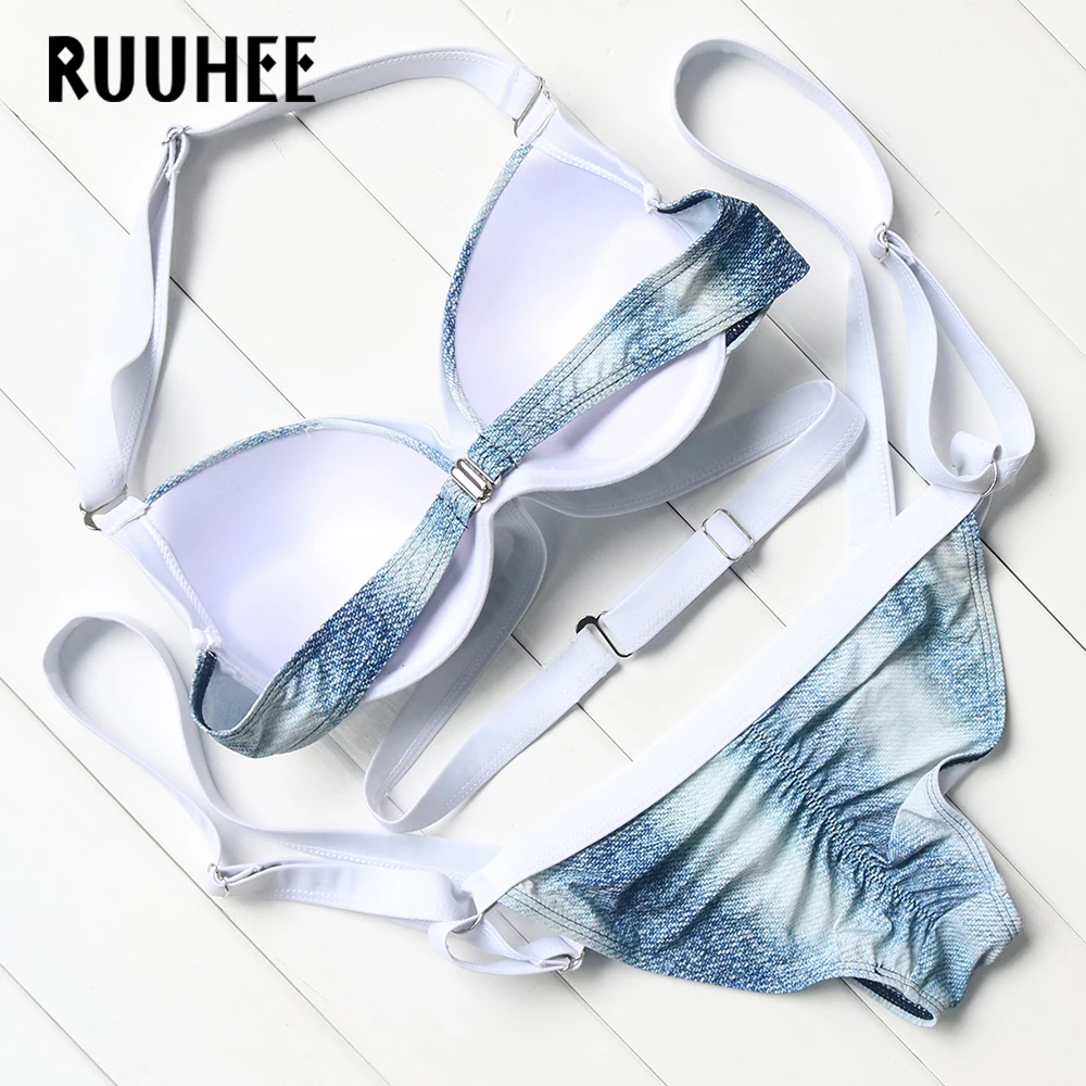 RUUHEE Brand 2017 Hot Design Swimwear Women Swimsuit Bikini Set Sexy Patchwork Swimming Suit Push Up Brazilian Beachwear |
