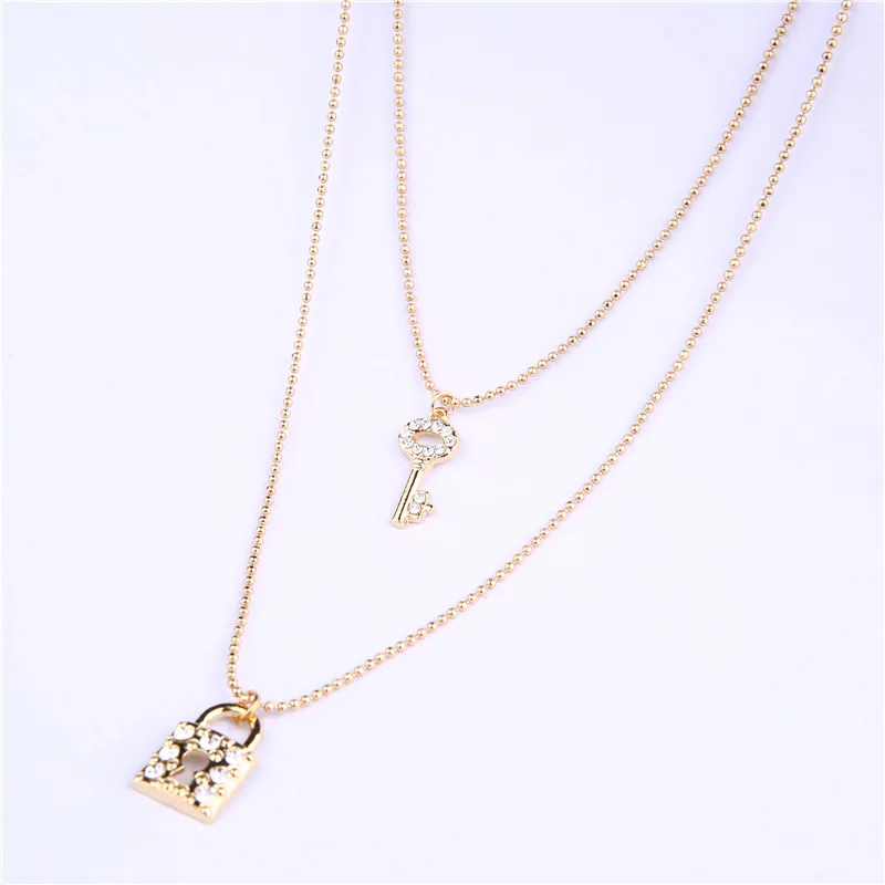 Новая мода Золотой Цвет кристаллический замок и брелок Подвеска на ключи