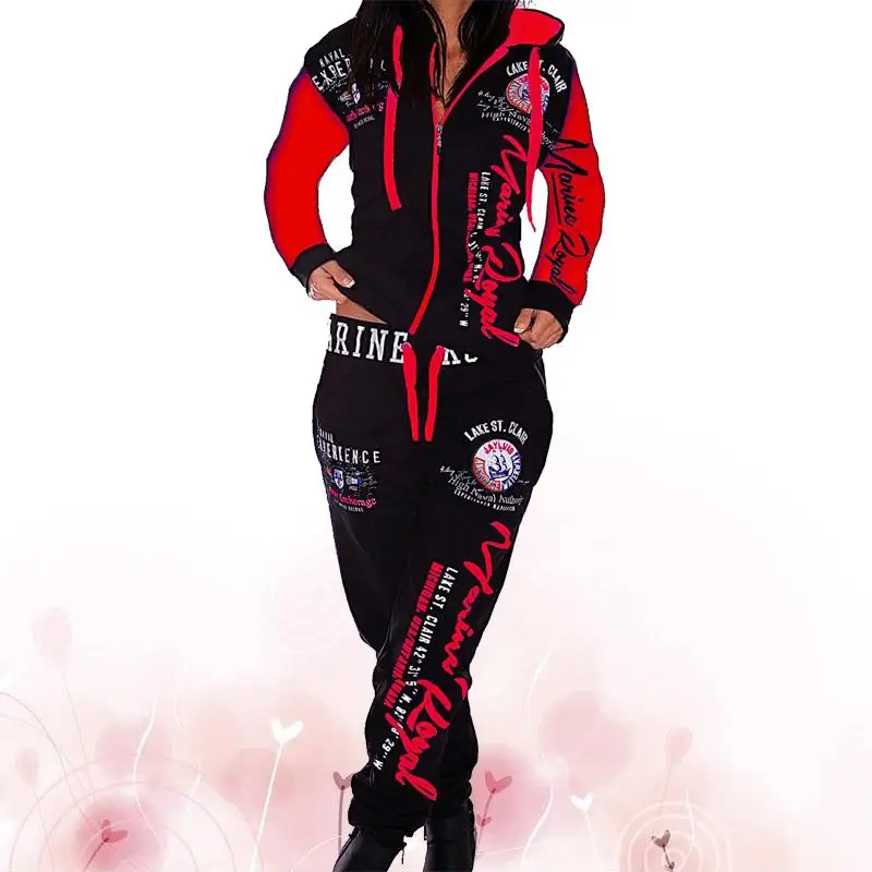 Женский спортивный костюм ZOGAA толстовка с капюшоном и длинным рукавом из 2