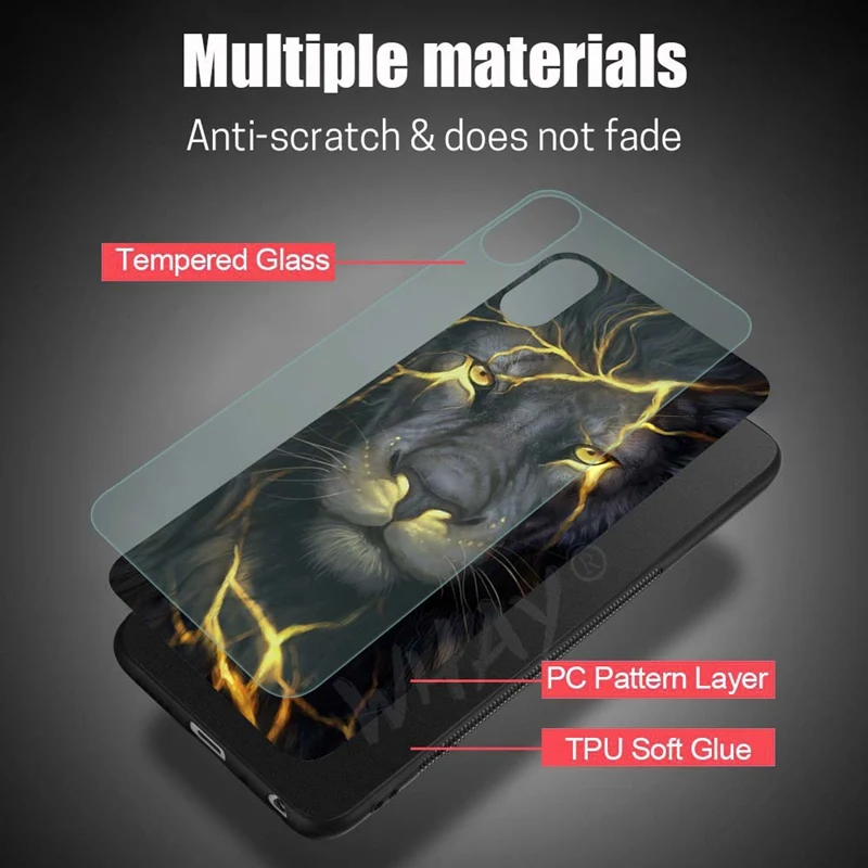 Роскошный чехол из закаленного стекла для iPhone XS Max XR X Coque iPhone8 силиконовый с узором