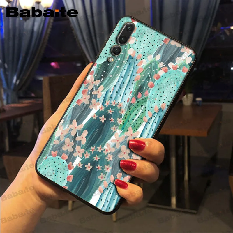 Цветы Растения Cactu черный мягкий чехол для телефона huawei p20 pro p20lite p9lite nova 3i honor 8x mate20