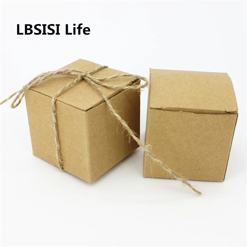 LBSISI Life 50 шт Свадебные коробки конфет квадратная коробка крафт бумага печенья DIY