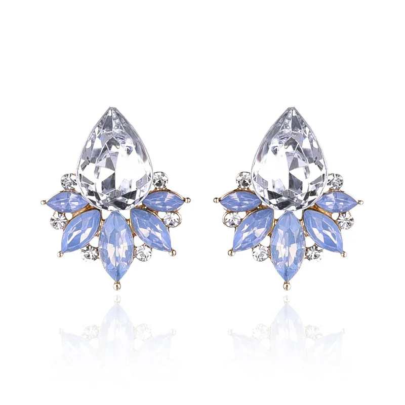 ew Fashion Acrylic Crystal Stone Stud Earrings Colorful Rhinestone Women Piercing Birthday Gift Party Jewelry N162 | Украшения и