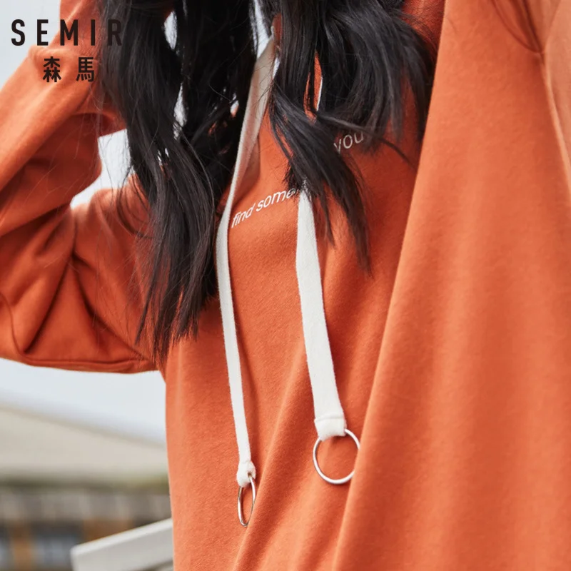 SEMIR женский свитер с капюшоном платье разрезом Спортивная Толстовка Платье