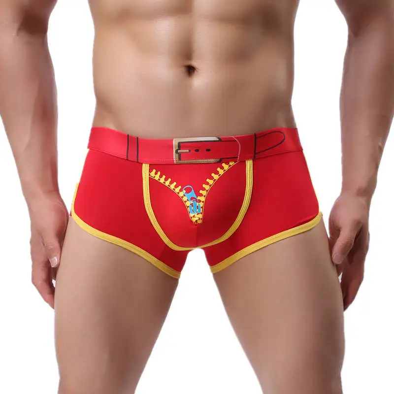 7Pcs/Lot Men's Underwear Boxers Sexy Bulge Pouch Boxer Shorts Trunks Designed 3D Printed Zipper Belt Underpants Wholesales Hot